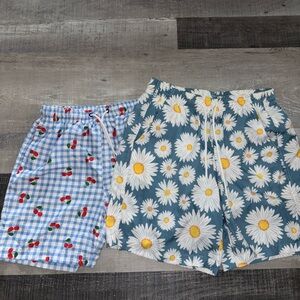 🍒SHEIN Cherry and Daisy Print Swim Trunks